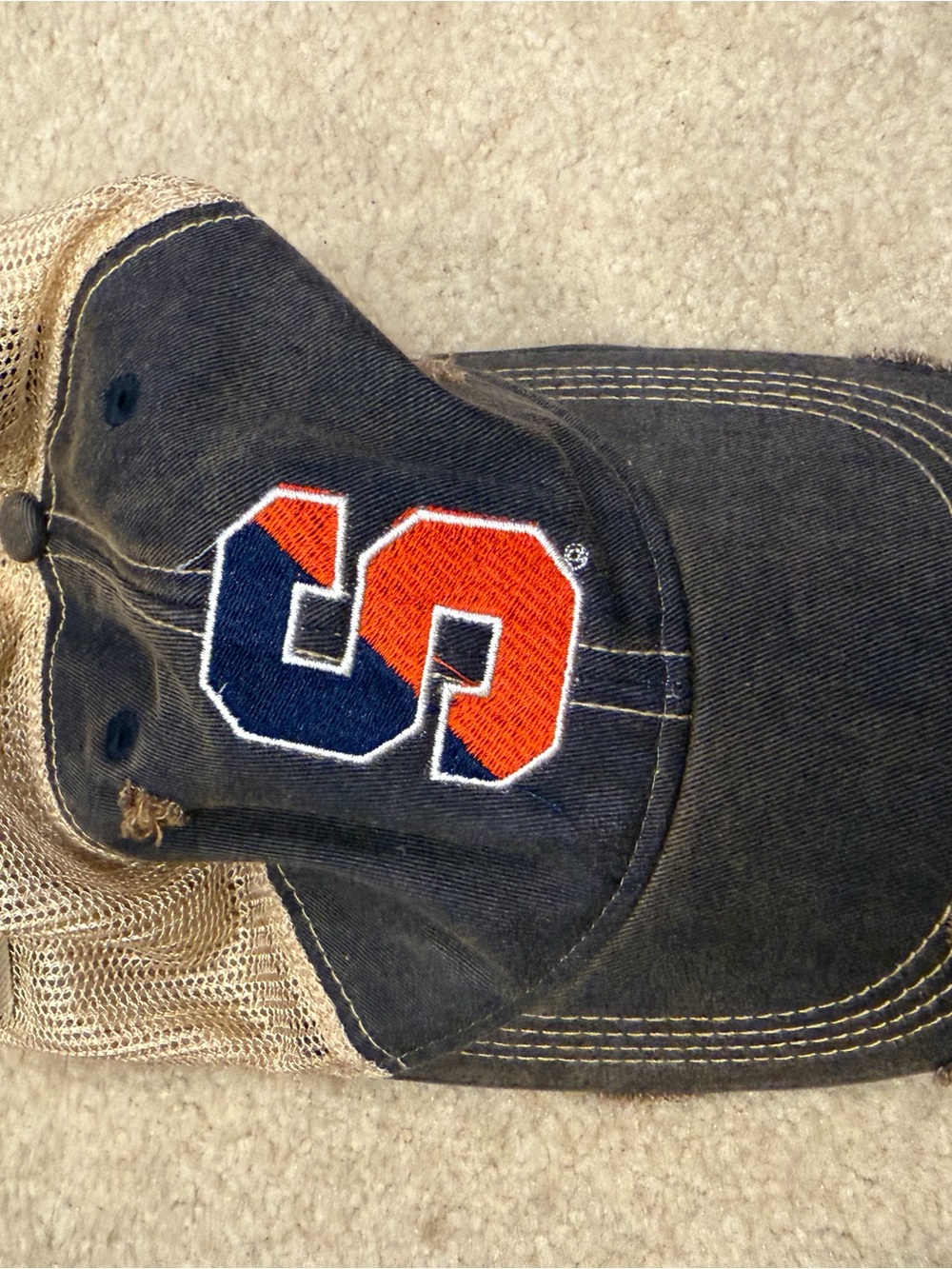 Original Retro Brand Distressed Navy Cap with Syracuze Orange/Navy Logo